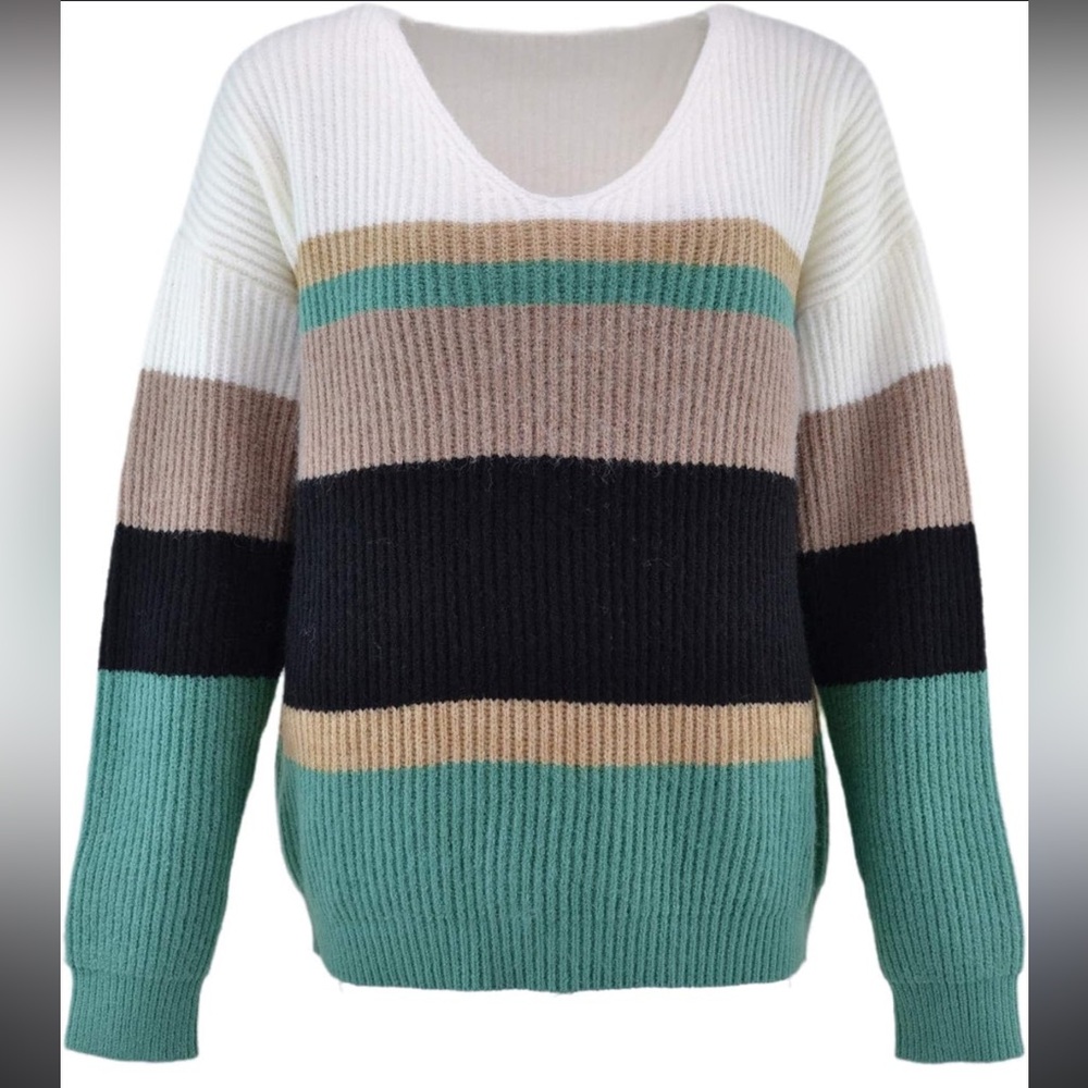 ANGASHION Striped Knit Sweater